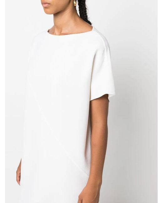 Gianluca Capannolo White Short-Sleeved Wool Dress
