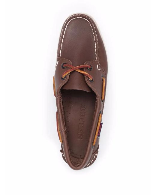 Sebago Brown Lace-up Leather Loafers