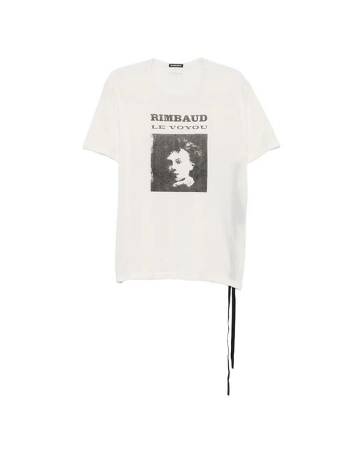 Ann Demeulemeester White Rimbaud Graphic-Print T-Shirt for men