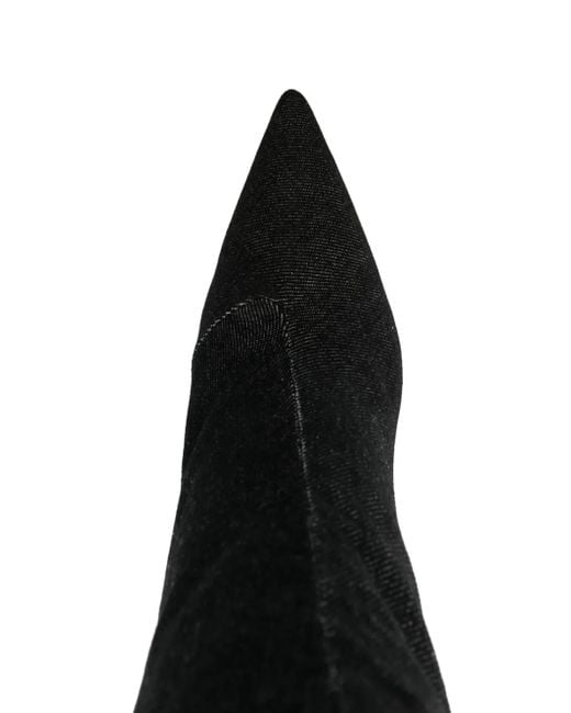 Stuart Weitzman Black Crystal Fringe Knee-High Boots