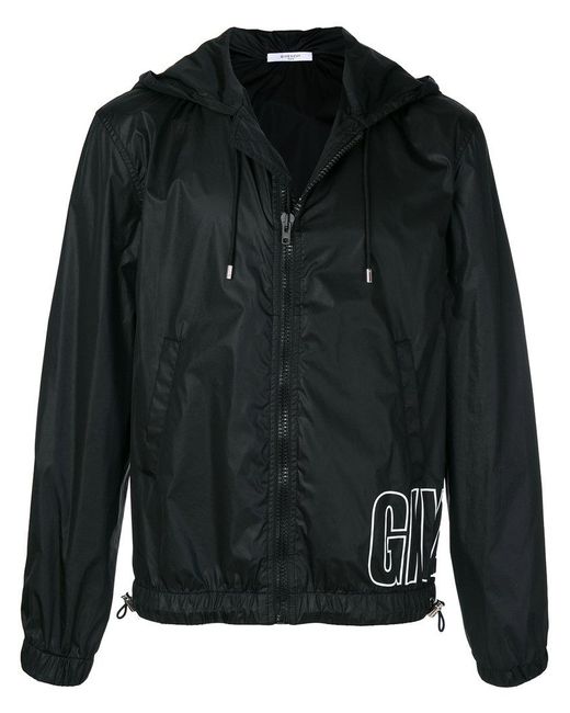 Givenchy Black Logo Print Windbreaker Jacket for men
