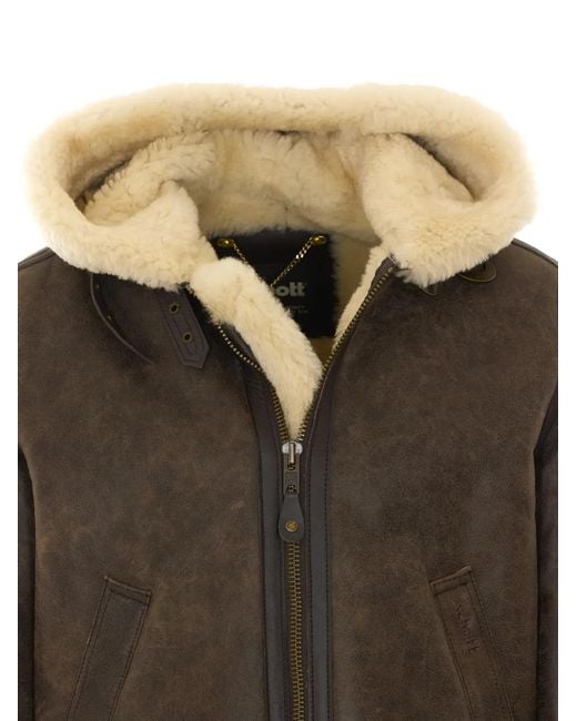 Schott Nyc Green Veste En Cuir À Doublure Lainée for men