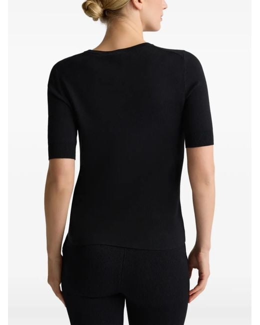 St. John Black Short Sleeve Cotton T-Shirt