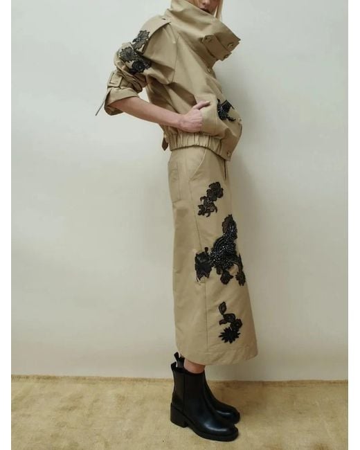 Hellessy Yellow Dima Bead-Embellished Lace-Appliqué Maxi Skirt