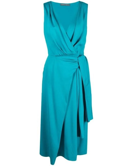 Alberta Ferretti Blue Wrap-Style Midi Dress