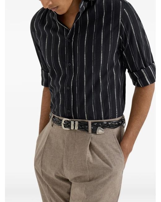 Brunello Cucinelli Black Button-Up Shirt for men