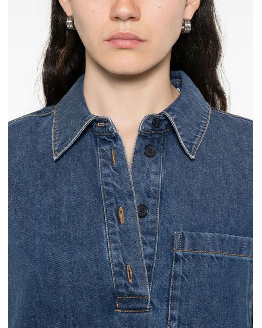 Robe-Chemise Plissée En Jean FRAME en coloris Blue