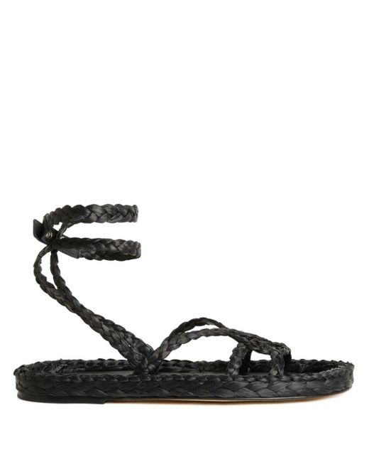 Alanui Black A Love Letter To India Woven Leather Sandals