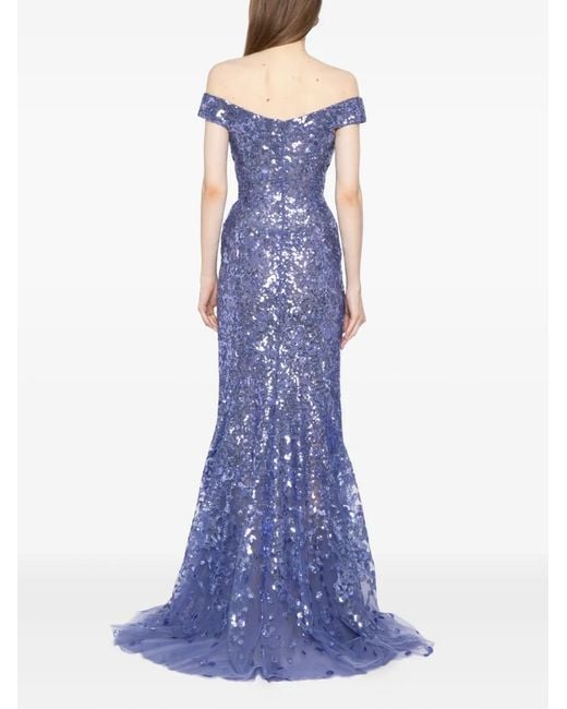 Saiid Kobeisy Purple Sleeveless Sequin Embellishment Dress
