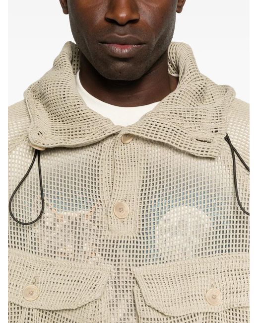 Reese Cooper Natural Crochet Hooded Jacket for men