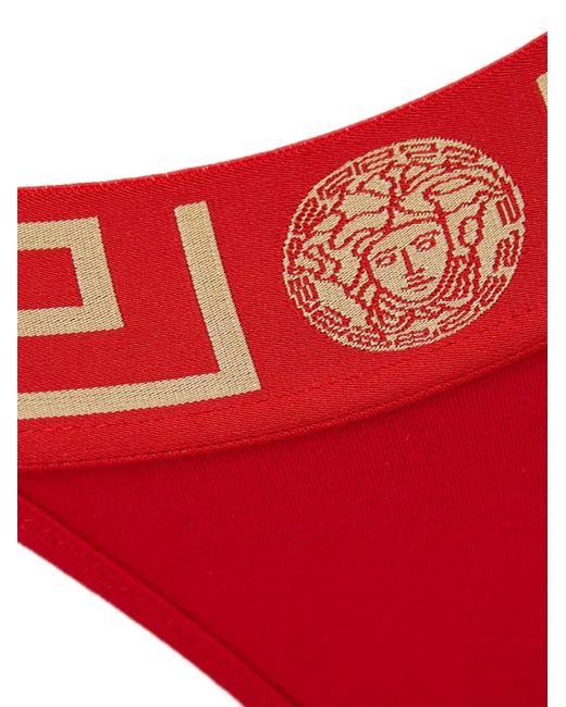 Versace Red Greca Medusa Thong