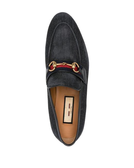 Gucci Black Horsebit Denim Loafers for men