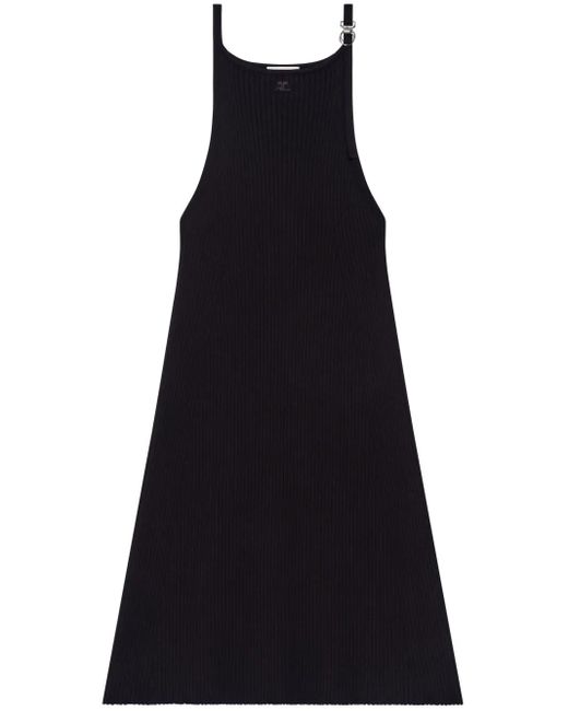 Courreges Black Buckle-Detail Ribbed Dress