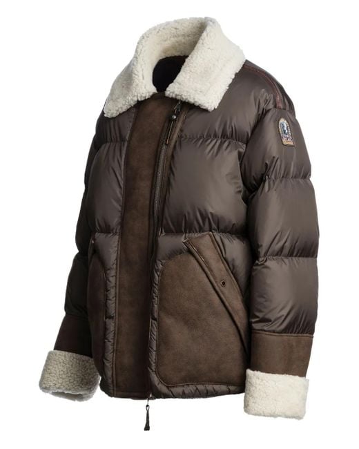 Parajumpers Brown Jacke mit Shearling-Besatz