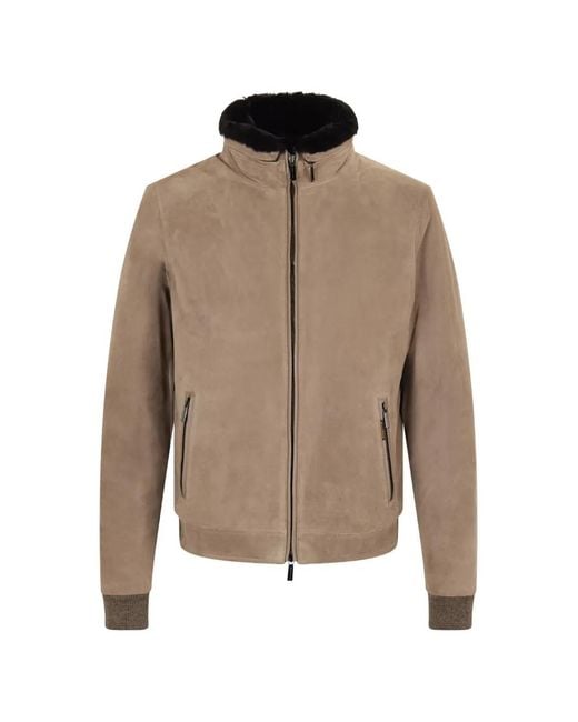 Veste Bomber À Fermeture Zippée Moorer pour homme en coloris Brown