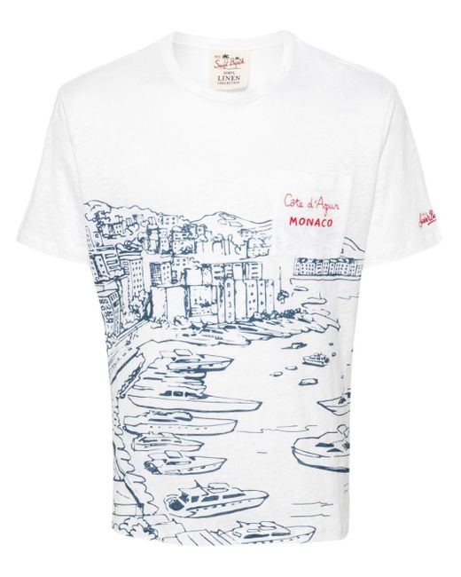 Mc2 Saint Barth White Monaco Linen T-shirt for men