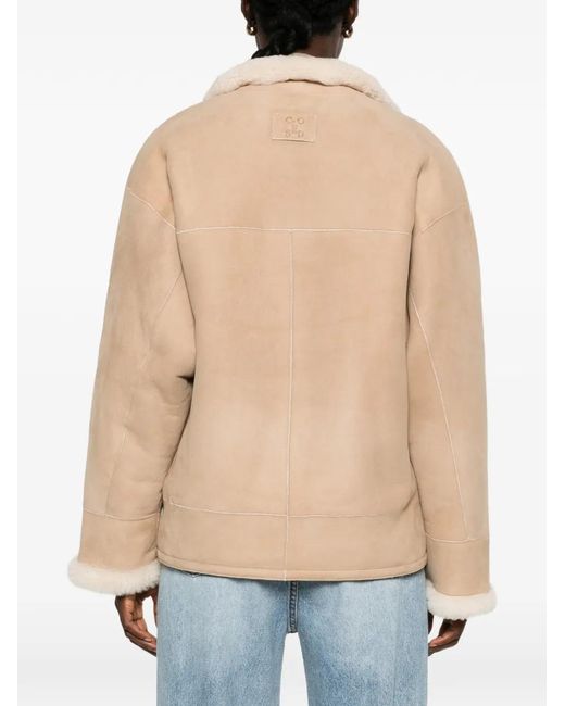Closed Natural Shearling-Trim Double-Breasted Jacket
