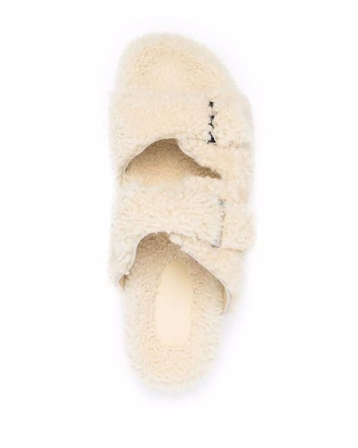 McQueen Natural Shearling-Trim Open Toe Sandals for men