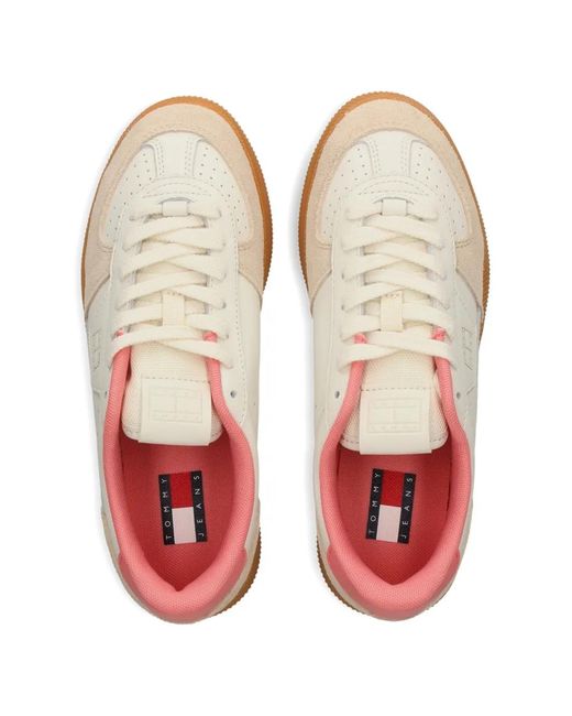Tommy Hilfiger White Logo-Detail Leather Sneakers