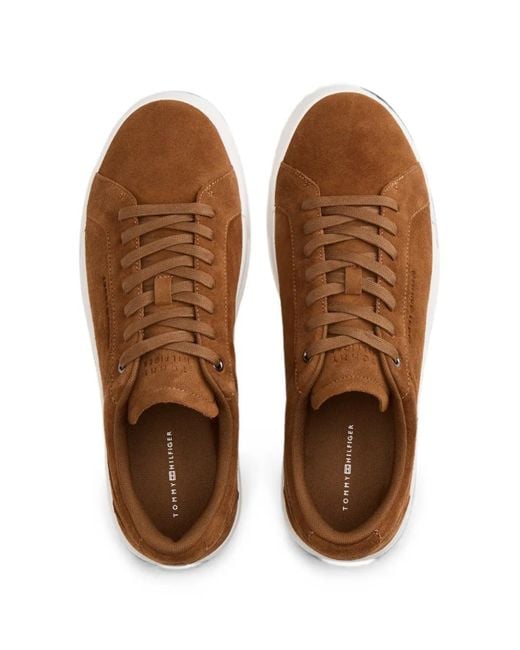 Tommy Hilfiger Brown Suede Lace-Up Sneakers for men