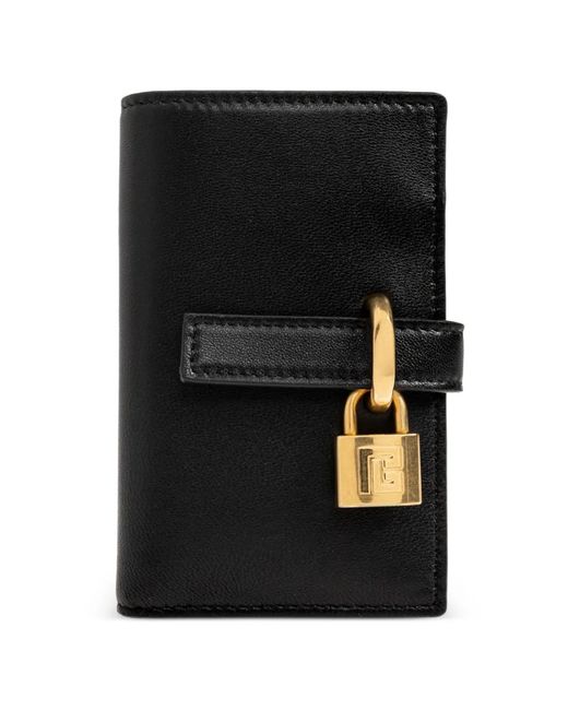 Balmain Black Padlock-Detail Calf Leather Wallet
