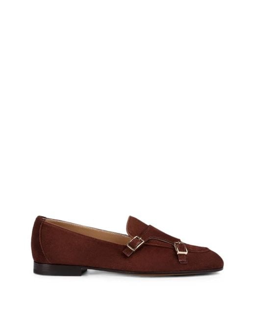 Doucal's Brown Double-Buckle Suede Loafers