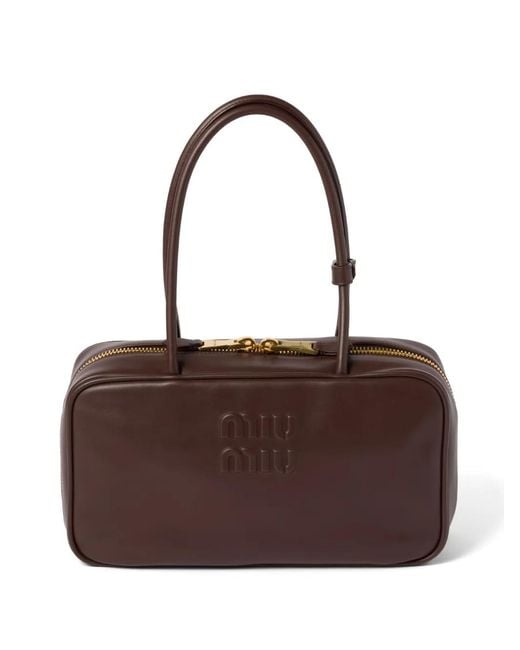 Miu Miu Brown Beau Leather Tote Bag