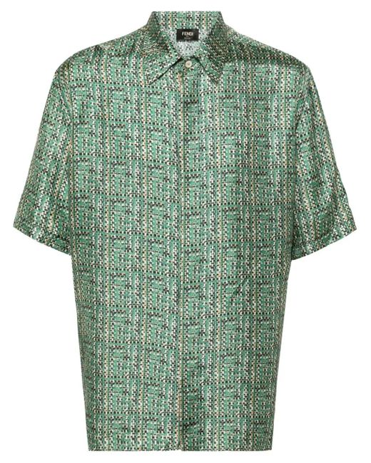 Fendi Overhemd Met Abstracte Print in het Green voor heren