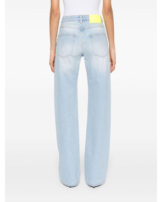 MSGM Blue Mid-rise Straight Jeans