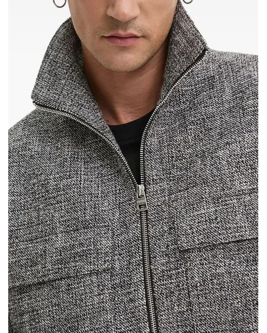 HUGO Juliano zip-up textured jacket in Gray für Herren