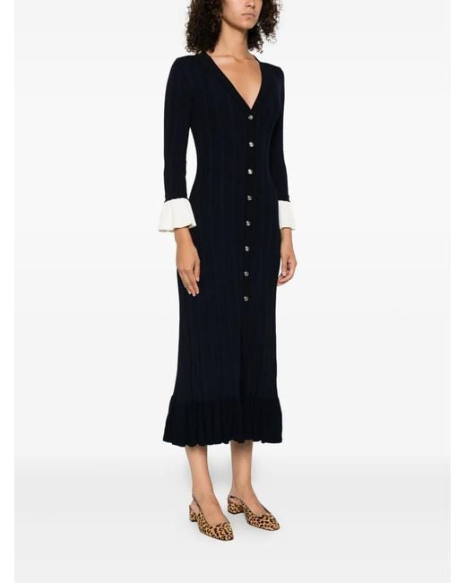 Sandro Black Two-Tone Knit Midi Dress