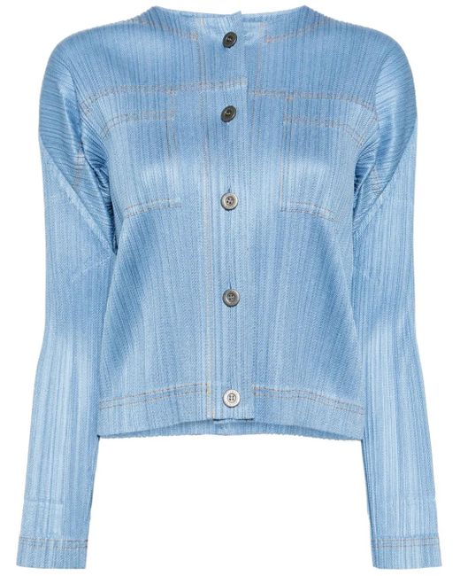 Pleats Please Issey Miyake デニムライク ジャケット Blue