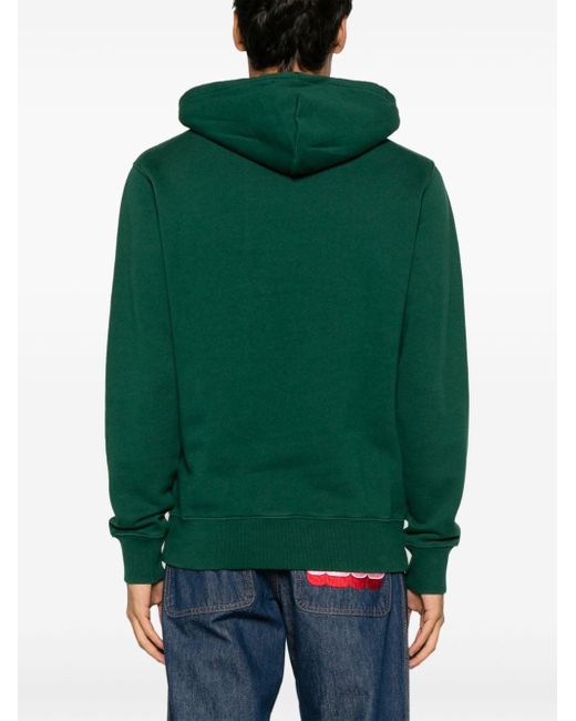 Mc2 Saint Barth Green Tribeca Logo-embroidered Cotton Hoodie for men