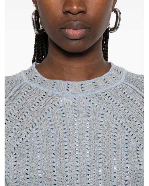 Ermanno Scervino Blue Openwork T-Shirt