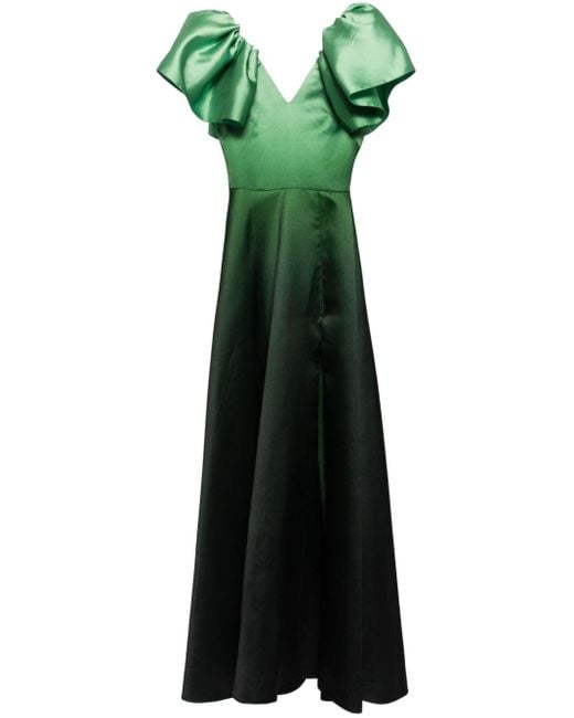 Saiid Kobeisy Green Gradient-effect Taffeta Dress