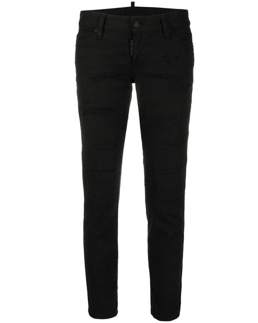 DSquared² Black Mid-rise Cropped Jeans