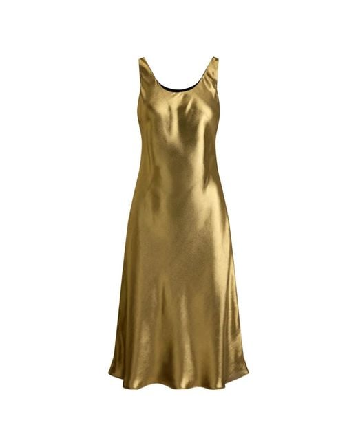 Ralph Lauren Multicolor Metallic-Finish Chiffon Midi Dress