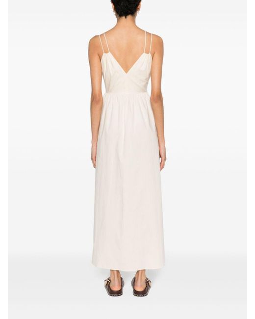 Twin Set White Belted Cotton-blend Mxi Dress