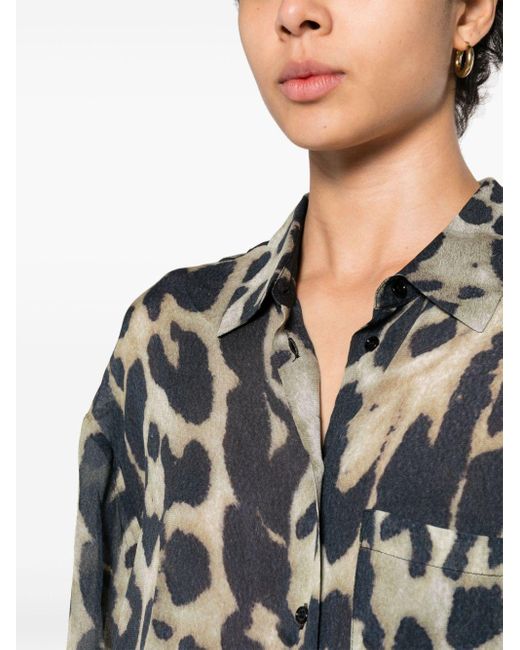 IRO Natural Leopard-print Crepe Shirt
