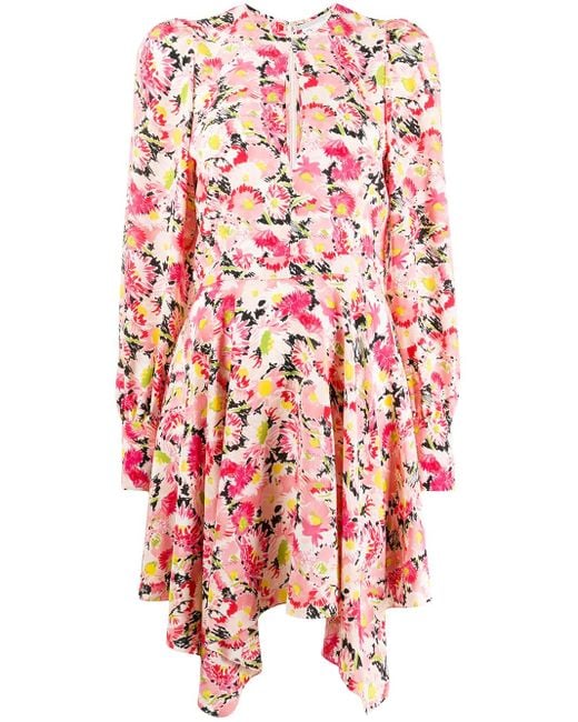 Stella McCartney Red Floral-print Asymmetric Dress