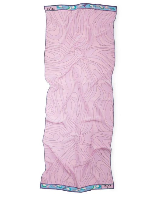 Emilio Pucci Pink Marmo And Pesci-print Silk Head Scarf