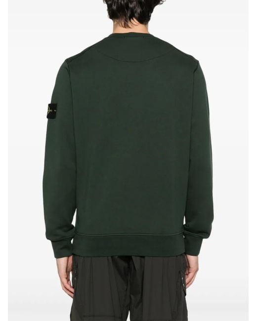 Felpa Girocollo Con Applicazione di Stone Island in Green da Uomo