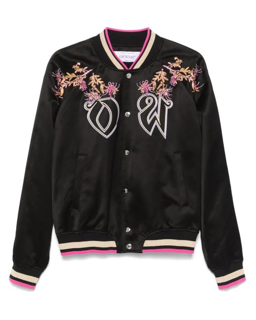 Off-White c/o Virgil Abloh Black Eagle Embroidered Satin Bomber Jacket for men