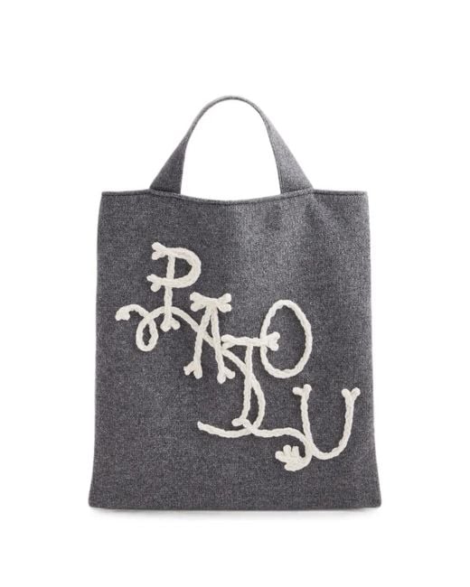 Patou Gray Cornelly Logo-Embroidered Tote Bag