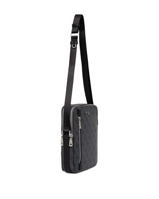 Guess Black Monogram Messenger Bag for men