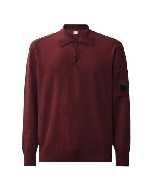C P Company Red Polo À Détail Verre De Lunettes Signature for men