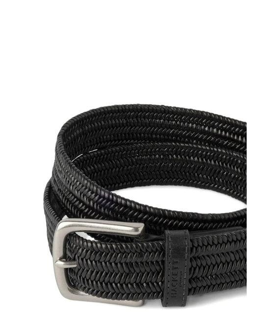 Hackett Black Braided Leather Belt for men