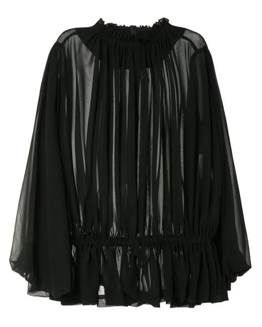Comme des Garçons Black Draped Semi-Sheer Blouse