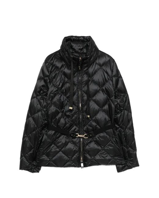 Max Mara Black Mtcsoftb Quilted Belted Jacket