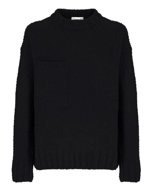 Laneus Black Crew-Neck Wool Sweater for men